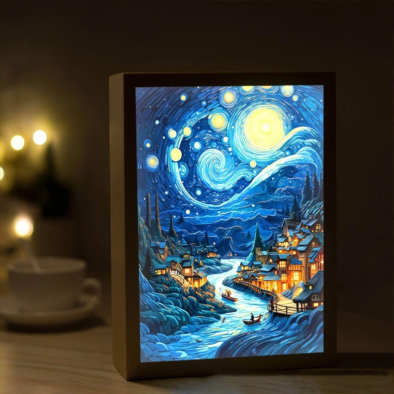 Van Gogh Famous Starry Sky Line Living Room Lighting Painting