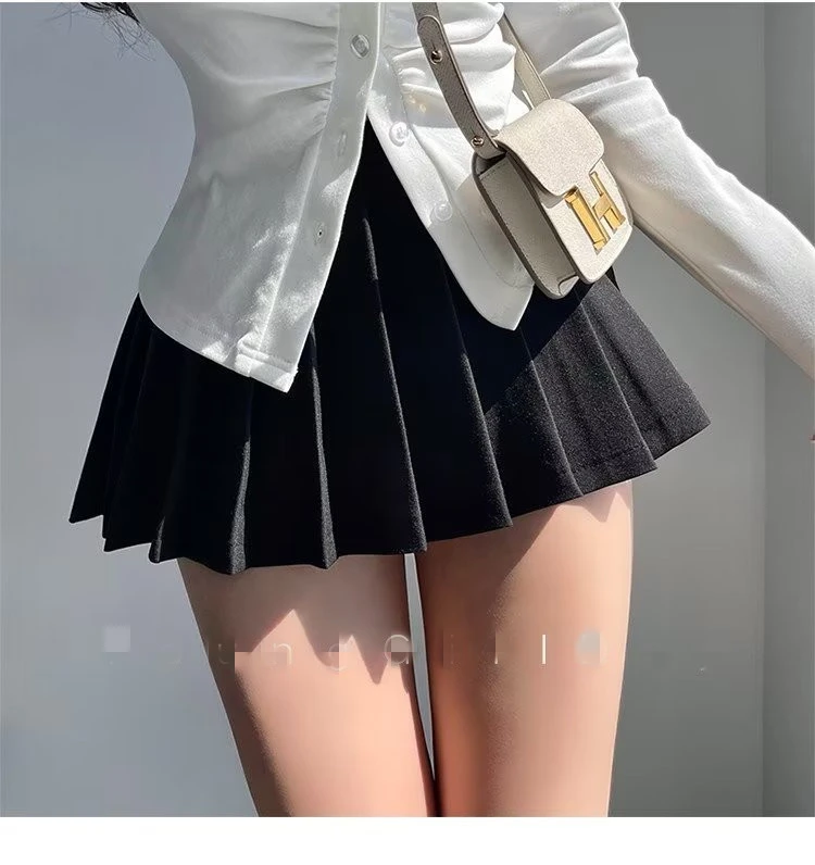 Pleated Skirt Women's Half-length A- Line High Waist