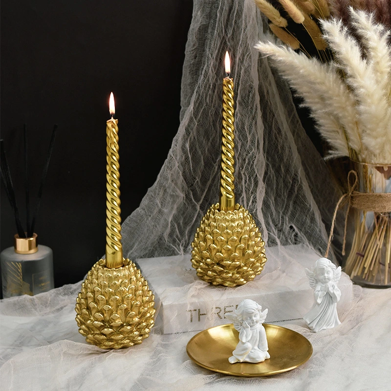 Christmas Pine Cone Candelabrum Resin Decorations