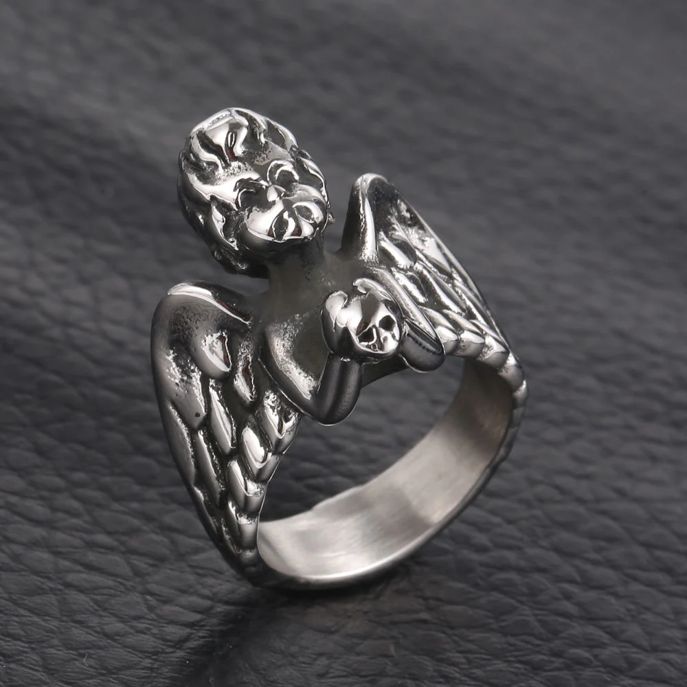 Men's Titanium Steel Angel Casting Ring