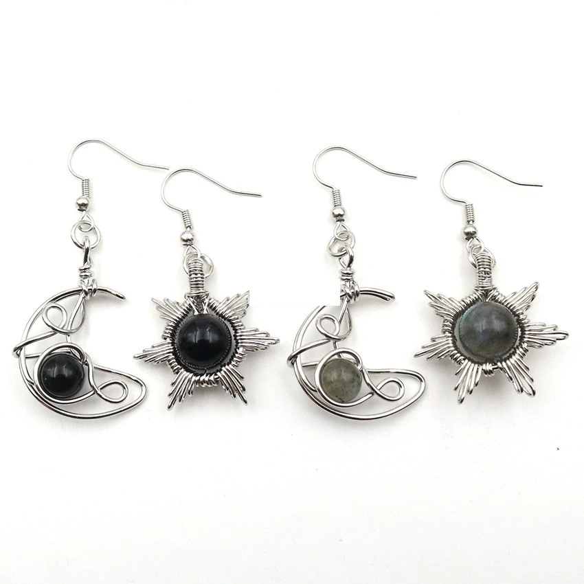 Fashion Sun Moon Earrings Asymmetric