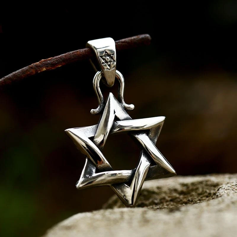 Men's Fashion Retro Stainless Steel Six-pointed Star Pendant