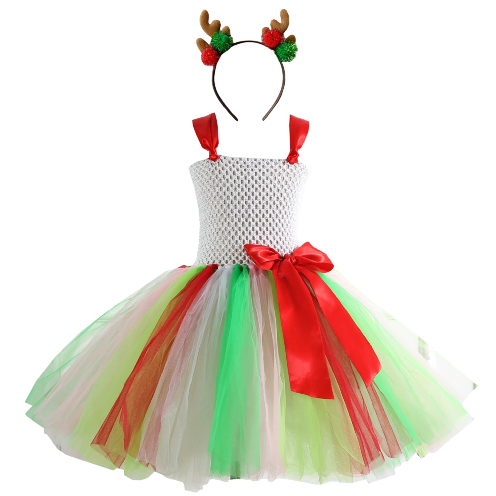 Girl Christmas Princess Costume, Sleeveless Tutu Dress with Headband