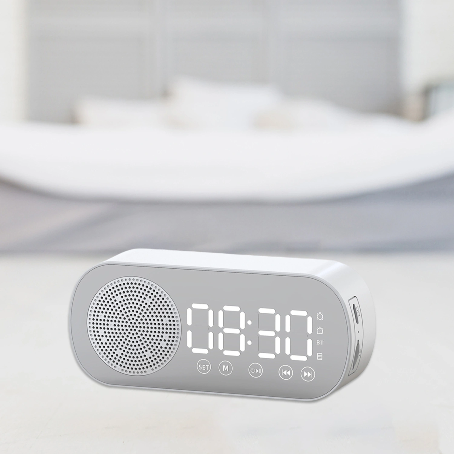 Digital Alarm Clock with Speaker Bluetooth FM Radio Mirror Clock