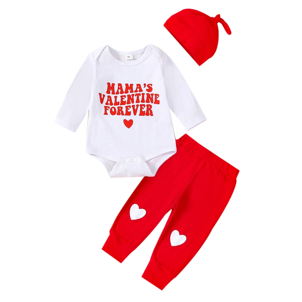 Baby Boys Valentine’s Day Outfits Long Sleeve Romper+Heart Pants+Hat