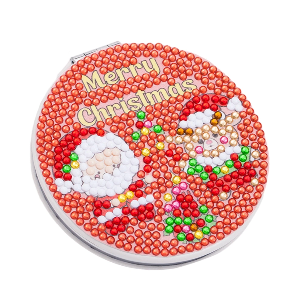 Pocket Mirror, DIY Diamond Painting Craft Round Mirror Christmas Gift