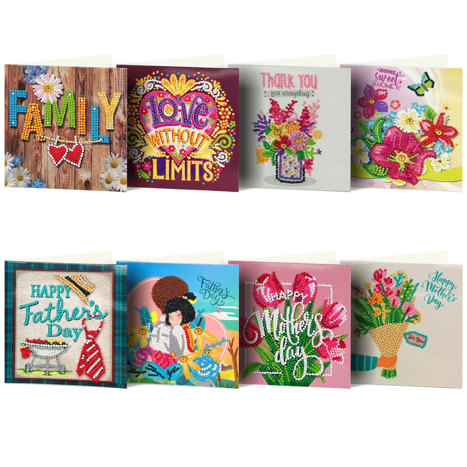 Diamond Painting Birthday Cards 8PCS DIY Greeting Card Kit Drill Art