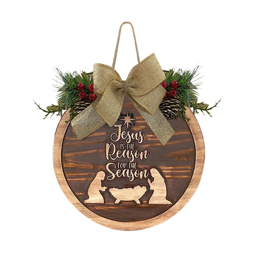 Christmas Door Sign Wooden Hanging Nativity Welcome Sign Ornament 