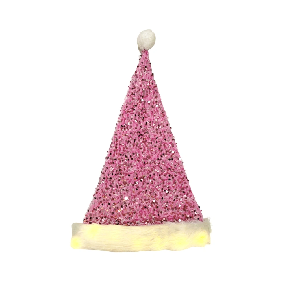 Light-up Christmas Hat, Furry Patchwork Shiny Sequins Party Hat