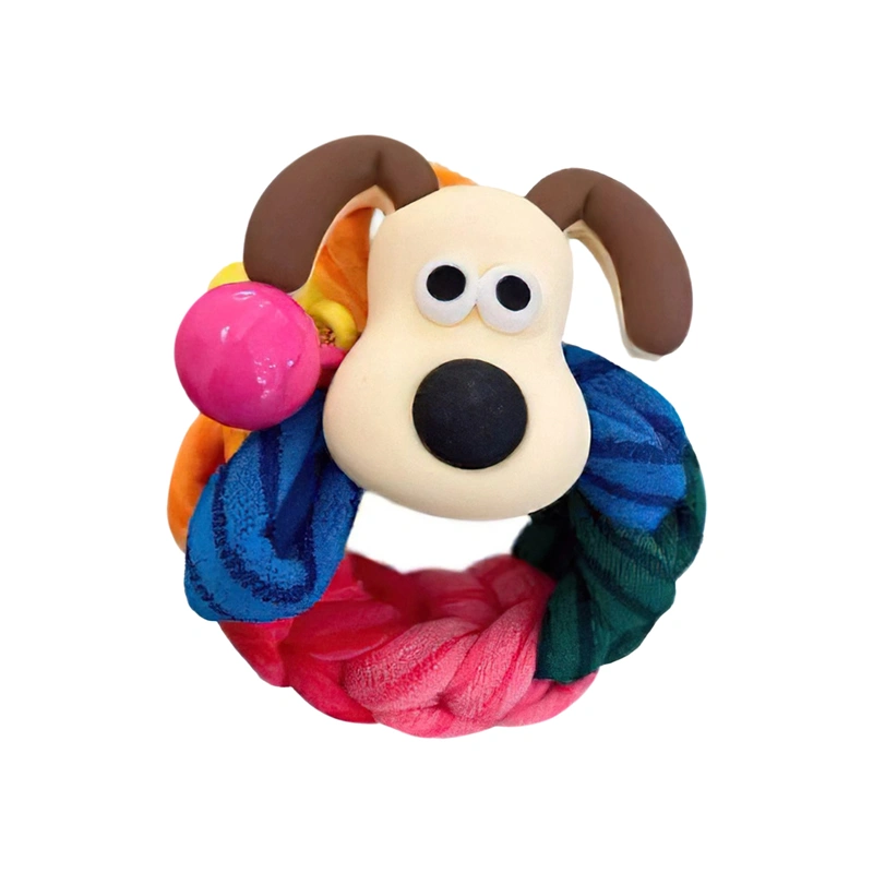 Cute Dog Hair Ties Cartoon Dog Contrast Color Weave Hair Ties