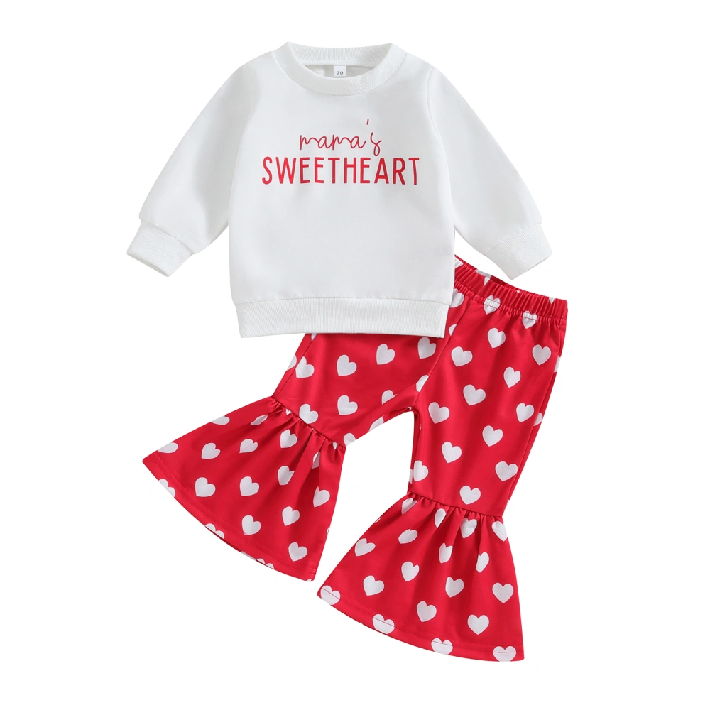 Girls Valentine's Day Outfits Letter Print Sweatshirt and Flare Pants