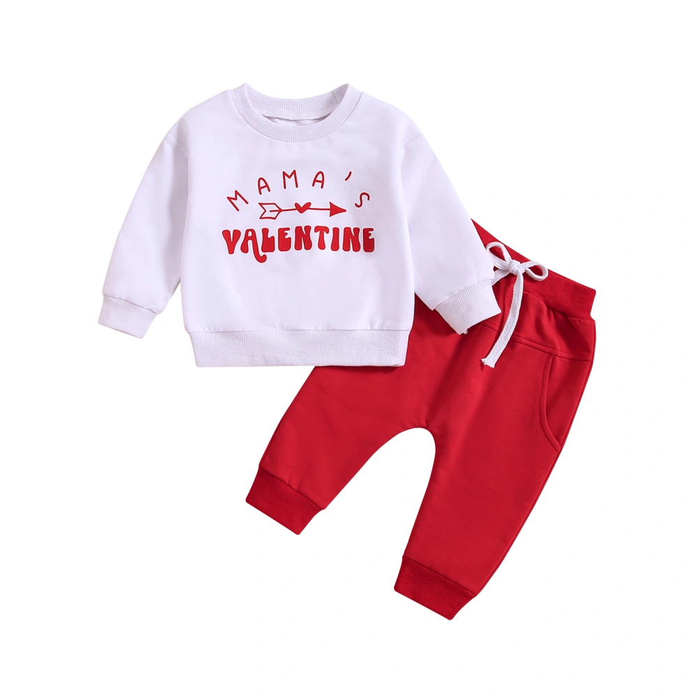 Baby 2Pcs Valentine’s Day Outfits Sweatshirt + Solid Color Pants