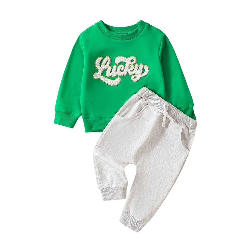 Baby 2 Piece Outfit Letter Embroidery Sweatshirt and Elastic Pants