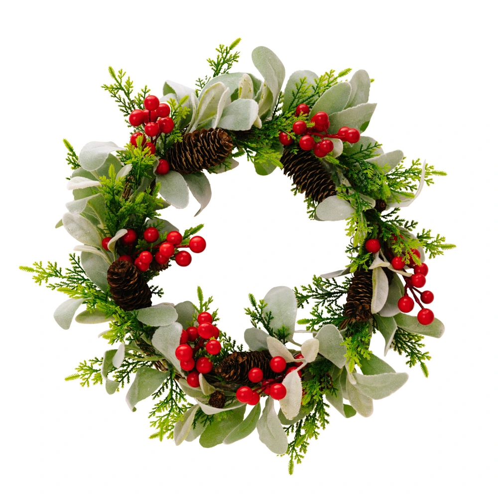 Christmas Artificial Wreath Rabbit Ear Grass Wreath with Berry Decor