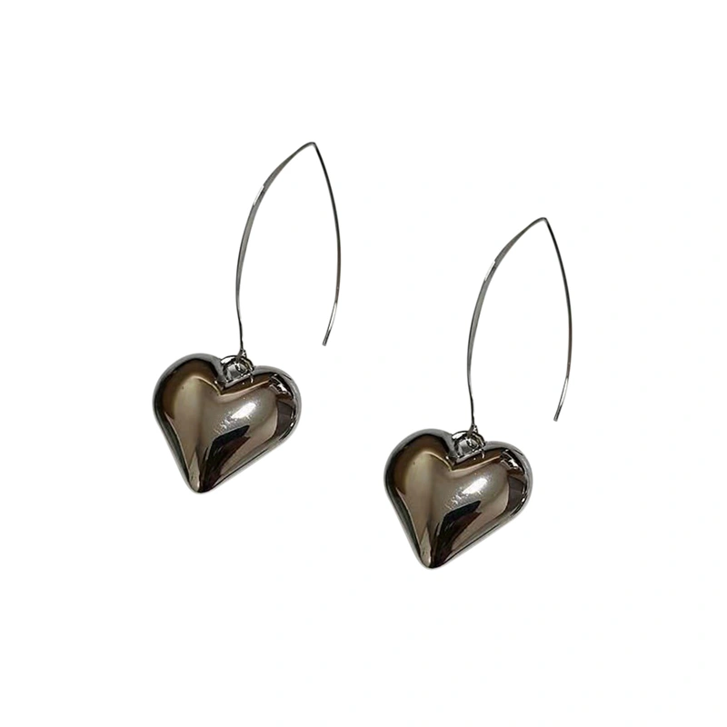 Heart Love Minimalist Earrings Silver Small Hook Dangle Drop Earrings