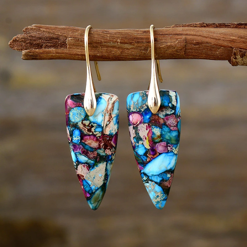 Bohemia Natural Stone Geometry Eardrops Earrings