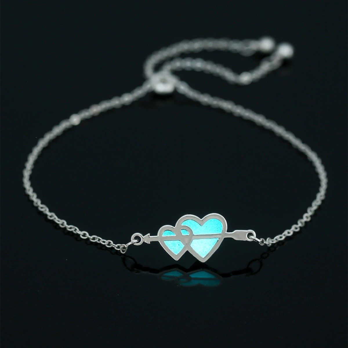 European And American Luminous Copper Double Love Free Adjustable Bracelet