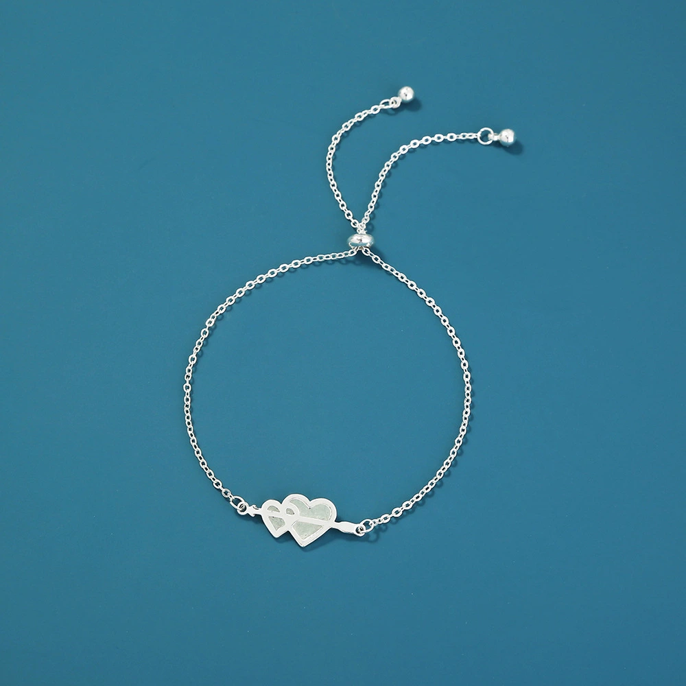 European And American Luminous Copper Double Love Free Adjustable Bracelet