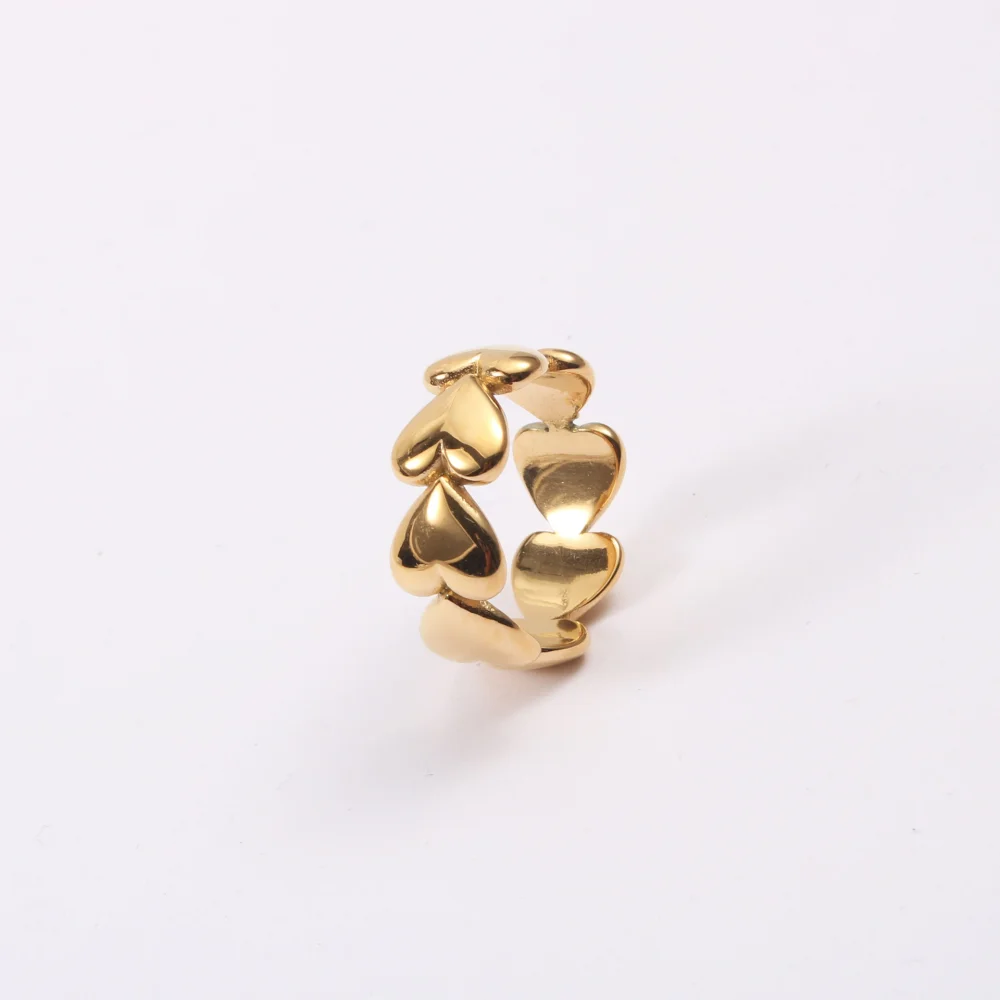 Golden Heart-to-heart Ring Female Personality Ring