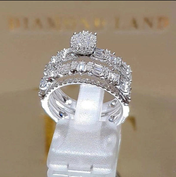 Extraordinary dazzling zircon jewelry fashion simple and elegant zircon ring set women's fashion exquisite wedding ring set engagement ring jewelry Luxury Valentine's Day gift anniversary gift ring set jewelry size US5-11