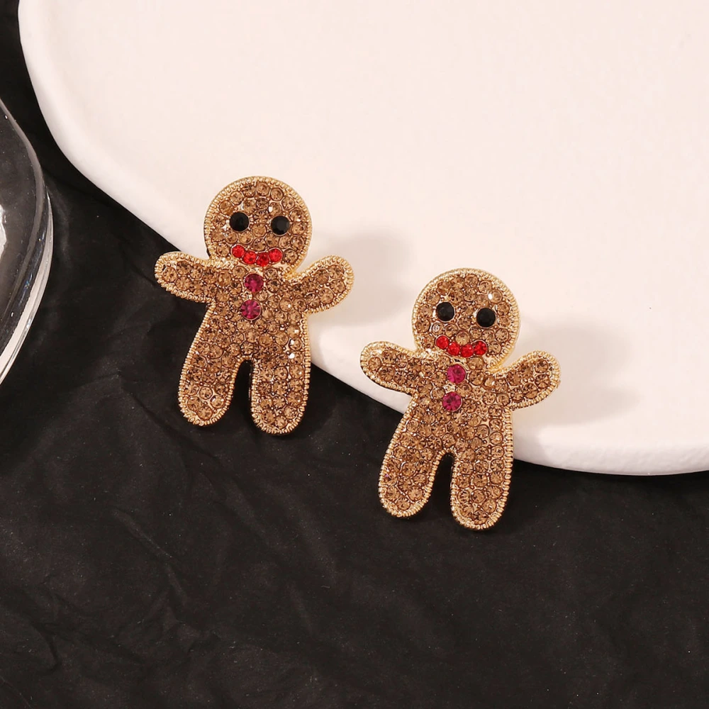 Halloween Gingerbread Man Funny Alloy Rhinestone-encrusted Earrings