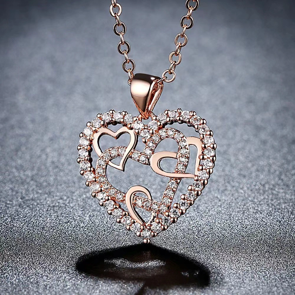 Hollow creative heart-shaped fashionable luxury women's necklace