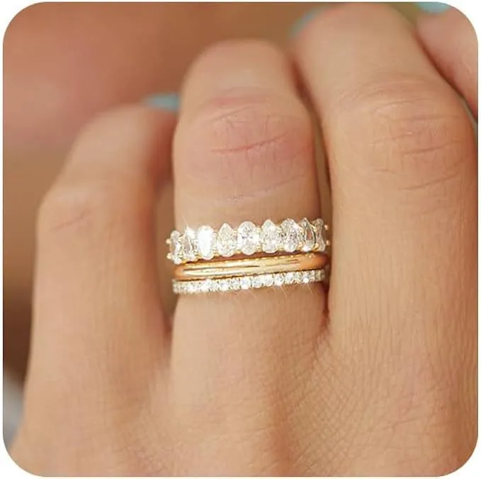 Creative and Simple 14K Gold Diamond Engagement Ring for Women