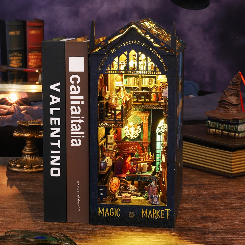 Handmade Diy Cottage Book Stand Magic Market Creative Assembly 3D Three-dimensional Model Decoration