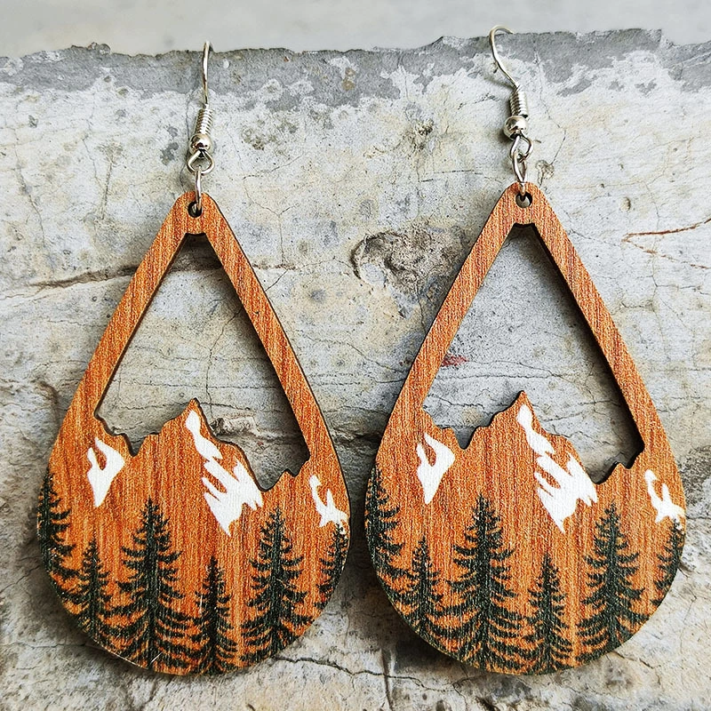 Multicolor Cutout Bohemian Wood Earrings