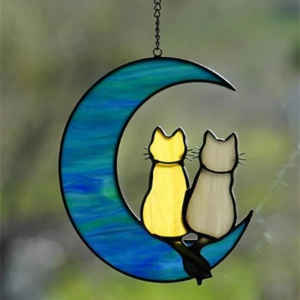 Cat Colorful Catcher Window Hanging Wall Art Modern Design Home Decoration