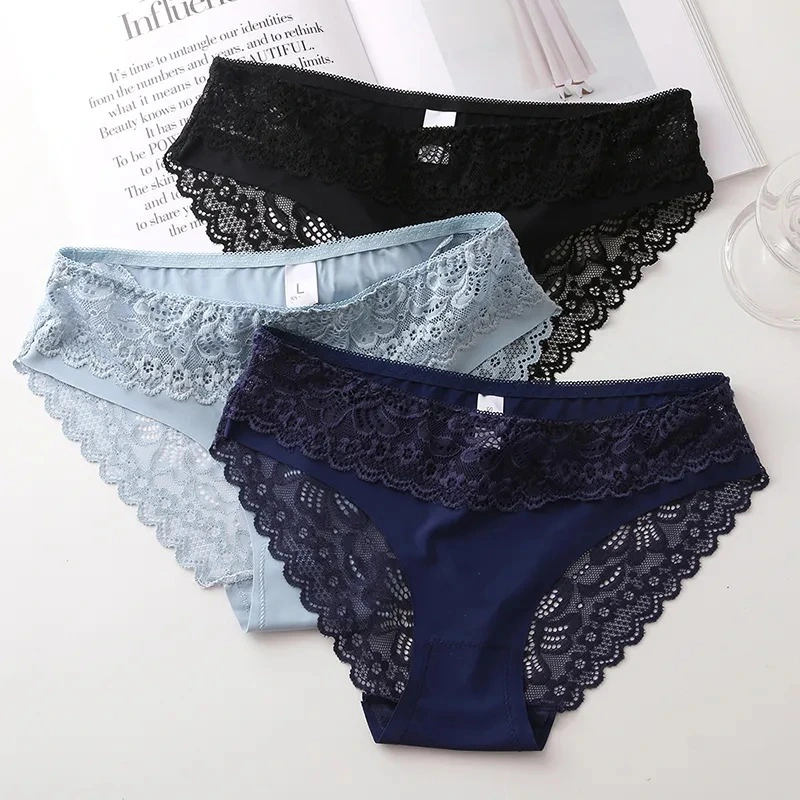 Mid-waist Lace Sexy Seamless Breathable Women's Underwear Hollow