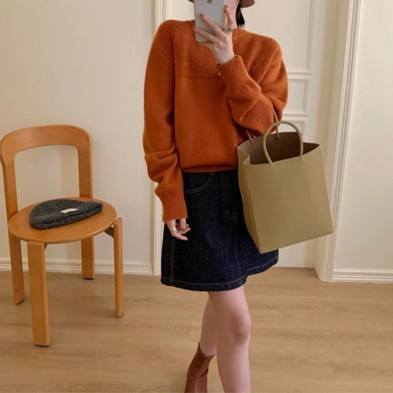 Pullover Women's Round Neck Loose Knitted Top