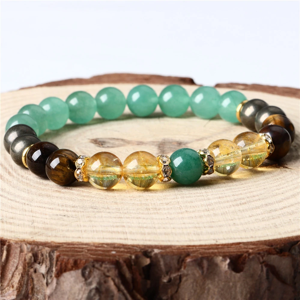 Women's Fashion Tigereye Green Aventurine Citrine Bracelet