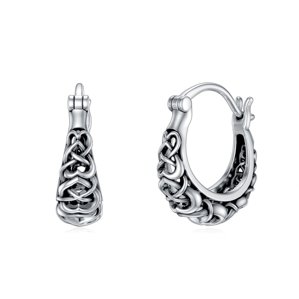 925 Sterling Silver Celtic Knot Vintage Hoop Earrings