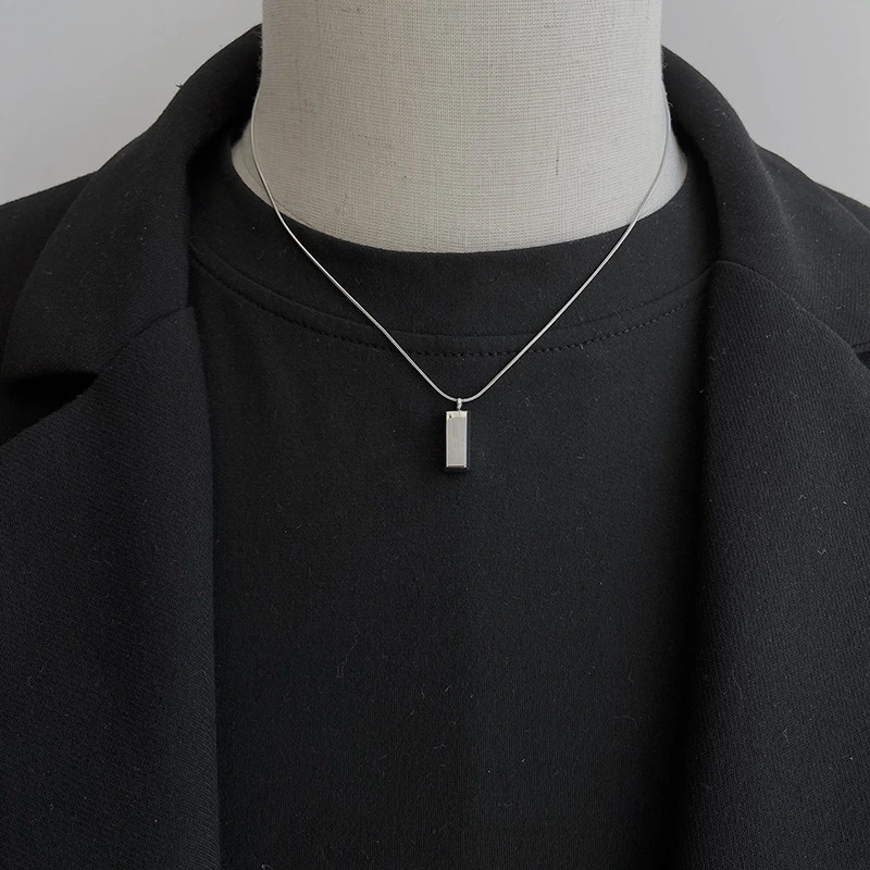 Simple All-match Titanium Steel Square Pendant Necklace