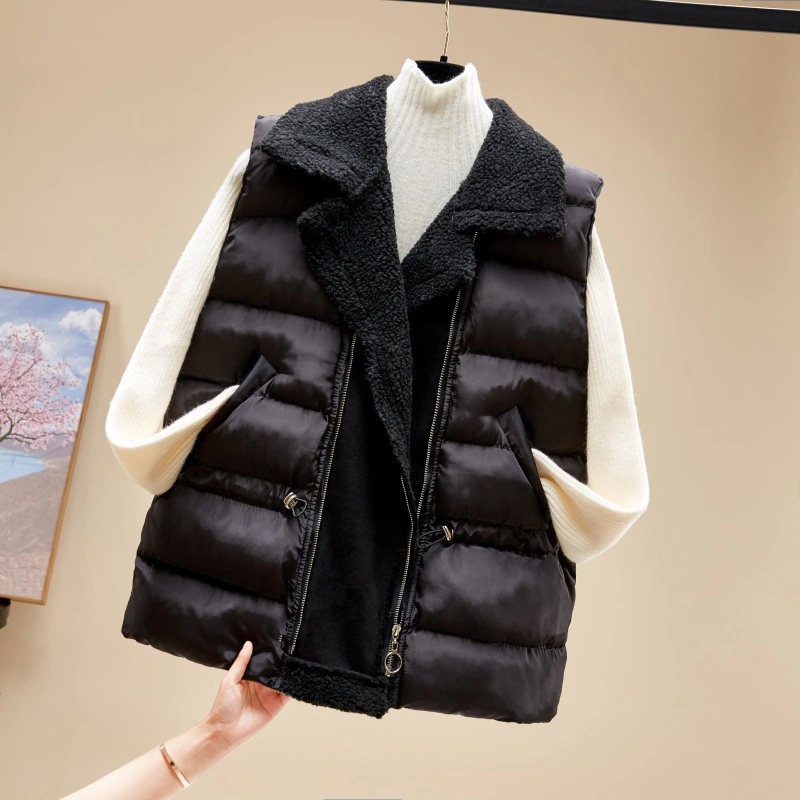 Lamb Wool Waist-tight Cotton Vest Coat Women