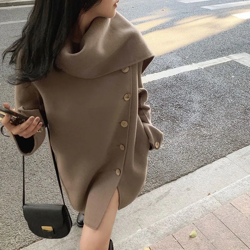 Women's Design Scarf Woolen Coat