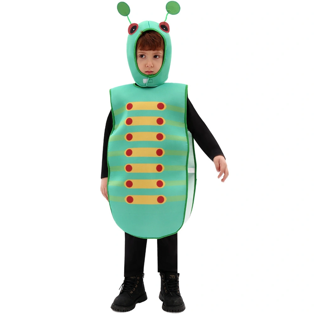 Kids Green Caterpillar Cosplay Costume Tops with Hat Outfits 