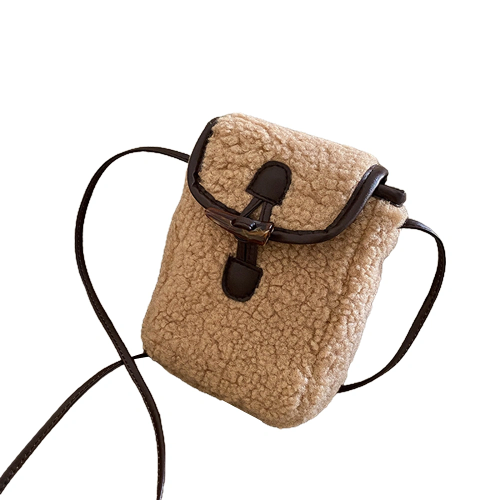 Lamb Fleece Crossbody Bag for Women Shoulder Bag with Horn Button