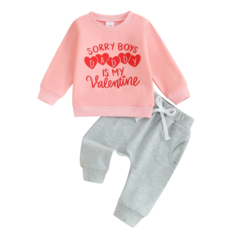 Baby Girl Valentine’s Day Outfits Long Sleeve Sweatshirt+Pocket Pants