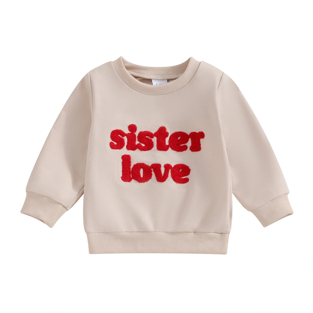 Boy Girl Fall Sweatshirt Fuzzy Letter Embroidery Long Sleeve Pullover