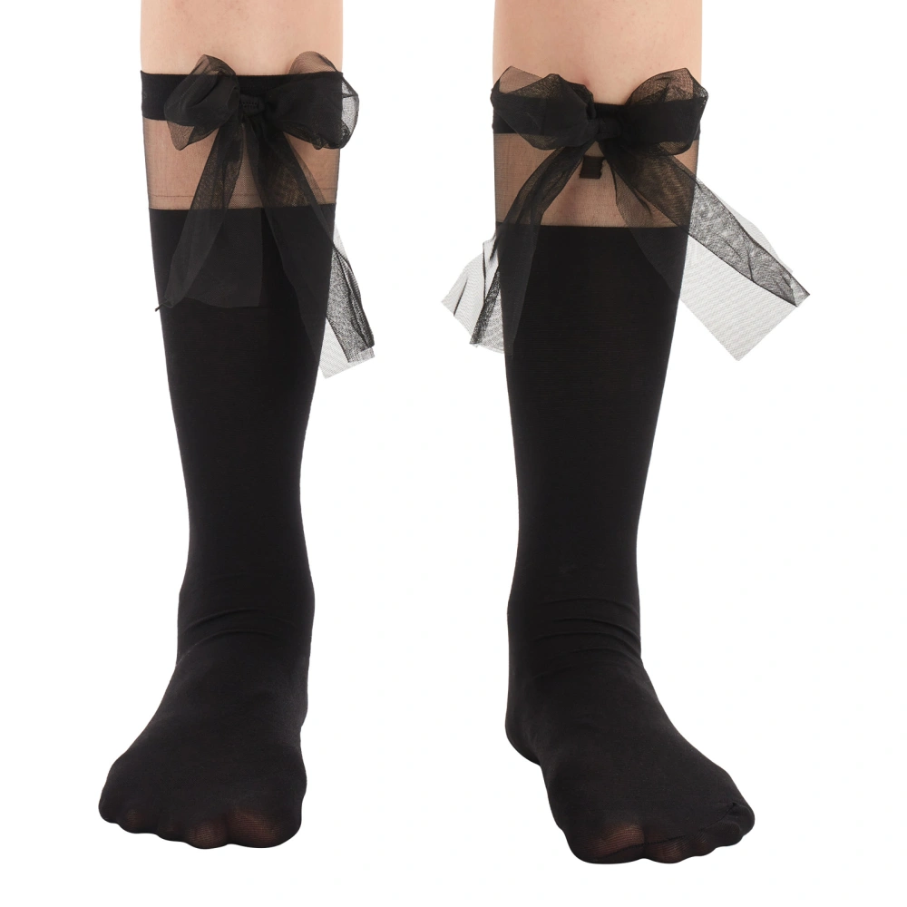 Women Calf Socks, Sweet Bow See-through Lolita Socks Stockings