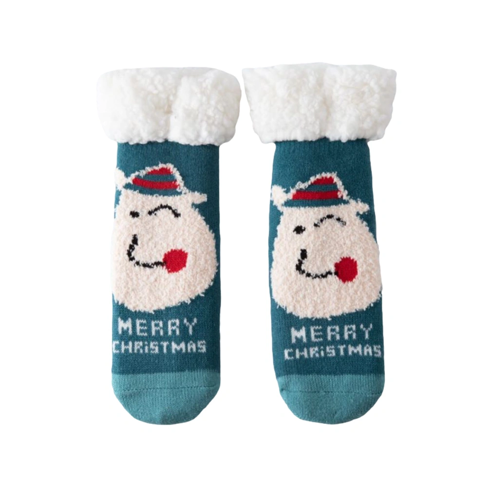 Kids' Christmas Carton Face Letter Print Warm Soft Fanny Slipper Socks