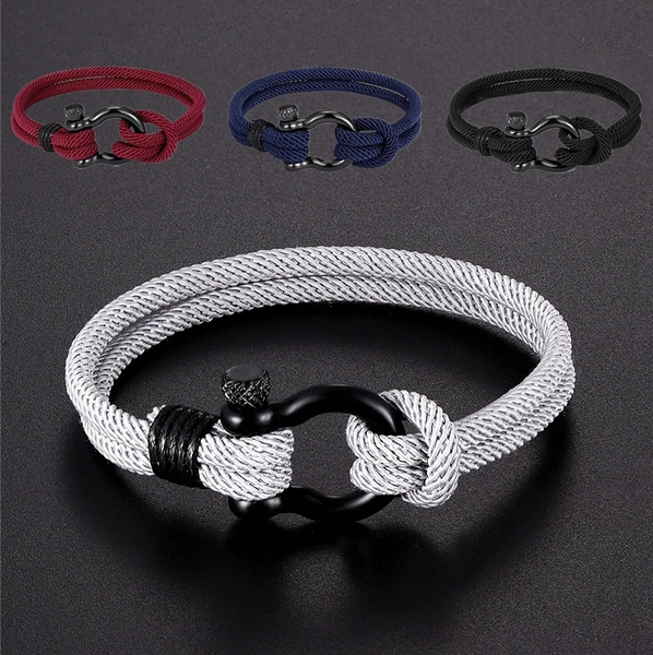 Men's Fashion U Shape Survival Buckle Bracelet Outdoor Camping Rescue Emergency Rope Bracelet Decorative Accessories