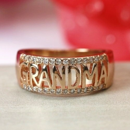 Grandma Rings Cubic Zirconia Rose Gold Plated Ring Mother's Day Gift