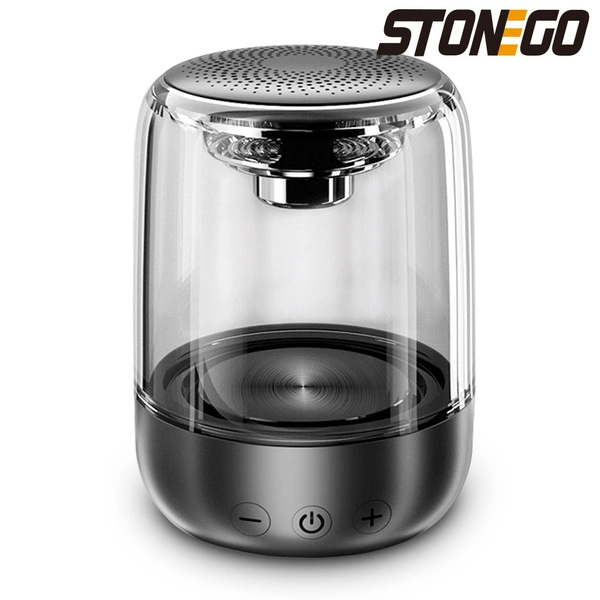 True Wireless Stereo Speaker with Transparent Design, Breathing LED Light, Bluetooth 5.0, TF Card & AUX Audio Input, 12H Playtime, Super Bass, 360° Surround HD Sound STONEGO Audio Accessories for Home Bedroom Party Travel Outdoor, Support Left and Right Channels, TWS Enable (Pack of 1)