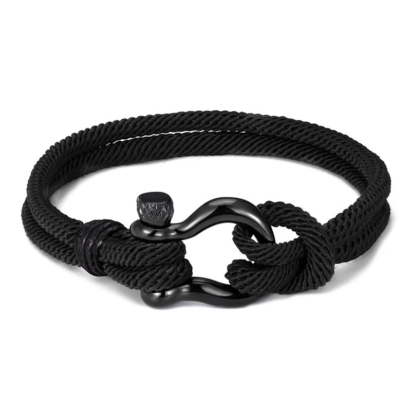 Stainless Steel Bracelet Homme Minimalist Paracord Braslet Men Rope Double Layer Black Red Thread Braclet Gift For Boyfriend