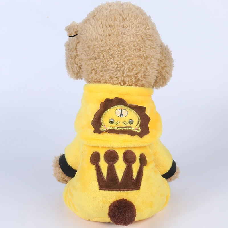 Autumn And Winter Thermal Coral Fleece Transformation Lion Dog Clothes