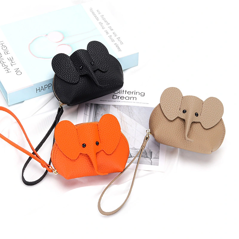 Cute Coin Purse Leather Cartoon Elephant