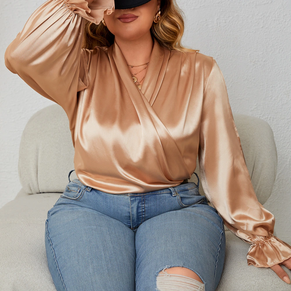 Women's V-neck Chiffon Shirt Loose Drooping Long Sleeve